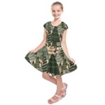 Christmas Vector Seamless Tree Pattern Kids  Short Sleeve Dress
