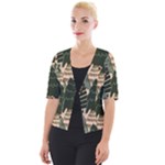 Christmas Vector Seamless Tree Pattern Cropped Button Cardigan