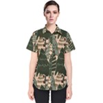 Christmas Vector Seamless Tree Pattern Women s Short Sleeve Shirt