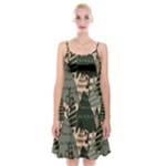 Christmas Vector Seamless Tree Pattern Spaghetti Strap Velvet Dress