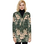 Christmas Vector Seamless Tree Pattern Button Up Hooded Coat 