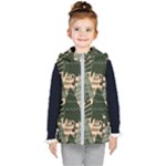 Christmas Vector Seamless Tree Pattern Kids  Hooded Puffer Vest