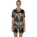 Christmas Vector Seamless Tree Pattern Satin Short Sleeve Pajamas Set