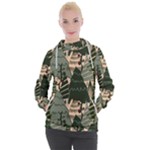 Christmas Vector Seamless Tree Pattern Women s Hooded Pullover