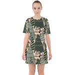 Christmas Vector Seamless Tree Pattern Sixties Short Sleeve Mini Dress