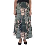 Christmas Vector Seamless Tree Pattern Flared Maxi Skirt