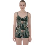 Christmas Vector Seamless Tree Pattern Tie Front Two Piece Tankini