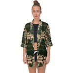 Christmas Vector Seamless Tree Pattern Open Front Chiffon Kimono