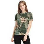 Christmas Vector Seamless Tree Pattern Women s Short Sleeve Rash Guard