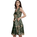 Christmas Vector Seamless Tree Pattern Sleeveless V-Neck Skater Dress with Pockets