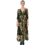 Christmas Vector Seamless Tree Pattern Button Up Boho Maxi Dress