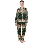 Christmas Vector Seamless Tree Pattern Women s Long Sleeve Satin Pajamas Set	