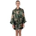 Christmas Vector Seamless Tree Pattern Long Sleeve Satin Kimono
