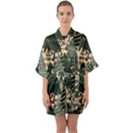 Christmas Vector Seamless Tree Pattern Half Sleeve Satin Kimono 