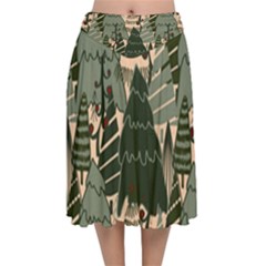 Velvet Flared Midi Skirt 