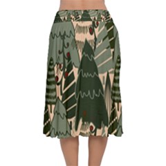 Velvet Flared Midi Skirt 
