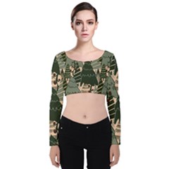 Velvet Long Sleeve Crop Top 
