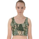 Christmas Vector Seamless Tree Pattern Velvet Racer Back Crop Top