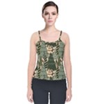 Christmas Vector Seamless Tree Pattern Velvet Spaghetti Strap Top