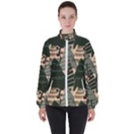 Christmas Vector Seamless Tree Pattern Women s High Neck Windbreaker