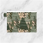 Christmas Vector Seamless Tree Pattern Canvas Cosmetic Bag (Medium)