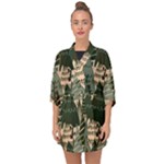 Christmas Vector Seamless Tree Pattern Half Sleeve Chiffon Kimono