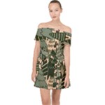 Christmas Vector Seamless Tree Pattern Off Shoulder Chiffon Dress