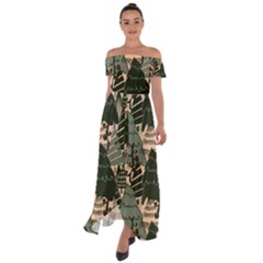 Off Shoulder Open Front Chiffon Dress 