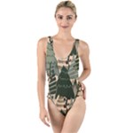 Christmas Vector Seamless Tree Pattern High Leg Strappy Swimsuit