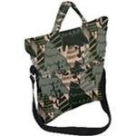 Christmas Vector Seamless Tree Pattern Fold Over Handle Tote Bag