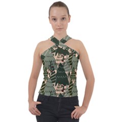 Cross Neck Velour Top 
