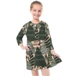 Christmas Vector Seamless Tree Pattern Kids  Quarter Sleeve Shirt Dress