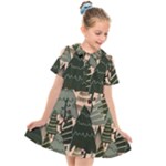 Christmas Vector Seamless Tree Pattern Kids  Short Sleeve Shirt Dress