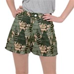 Christmas Vector Seamless Tree Pattern Women s Ripstop Shorts