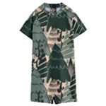 Christmas Vector Seamless Tree Pattern Kids  Boyleg Half Suit Swimwear