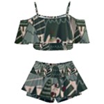 Christmas Vector Seamless Tree Pattern Kids  Off Shoulder Skirt Bikini