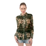 Christmas Vector Seamless Tree Pattern Long Sleeve Chiffon Shirt