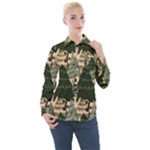 Christmas Vector Seamless Tree Pattern Women s Long Sleeve Pocket Shirt