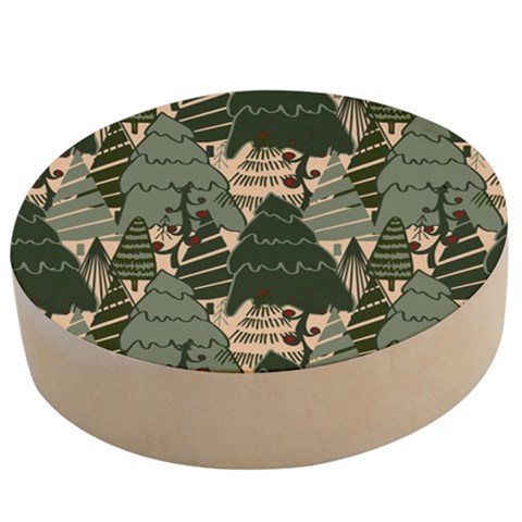 Christmas Vector Seamless Tree Pattern Wooden Bottle Opener (Round) from ArtsNow.com