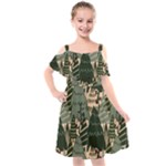 Christmas Vector Seamless Tree Pattern Kids  Cut Out Shoulders Chiffon Dress