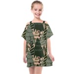 Christmas Vector Seamless Tree Pattern Kids  One Piece Chiffon Dress