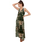 Christmas Vector Seamless Tree Pattern V-Neck Chiffon Maxi Dress