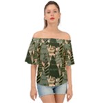 Christmas Vector Seamless Tree Pattern Off Shoulder Short Sleeve Top