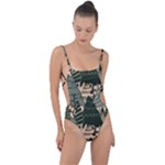 Christmas Vector Seamless Tree Pattern Tie Strap One Piece Swimsuit
