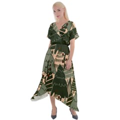 Cross Front Sharkbite Hem Maxi Dress 