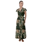 Christmas Vector Seamless Tree Pattern Flutter Sleeve Maxi Dress