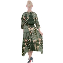 Quarter Sleeve Wrap Front Maxi Dress 
