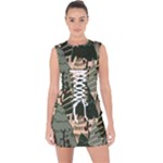 Christmas Vector Seamless Tree Pattern Lace Up Front Bodycon Dress