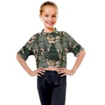 Christmas Vector Seamless Tree Pattern Kids Mock Neck T-Shirt