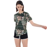 Christmas Vector Seamless Tree Pattern Asymmetrical Short Sleeve Sports T-Shirt
